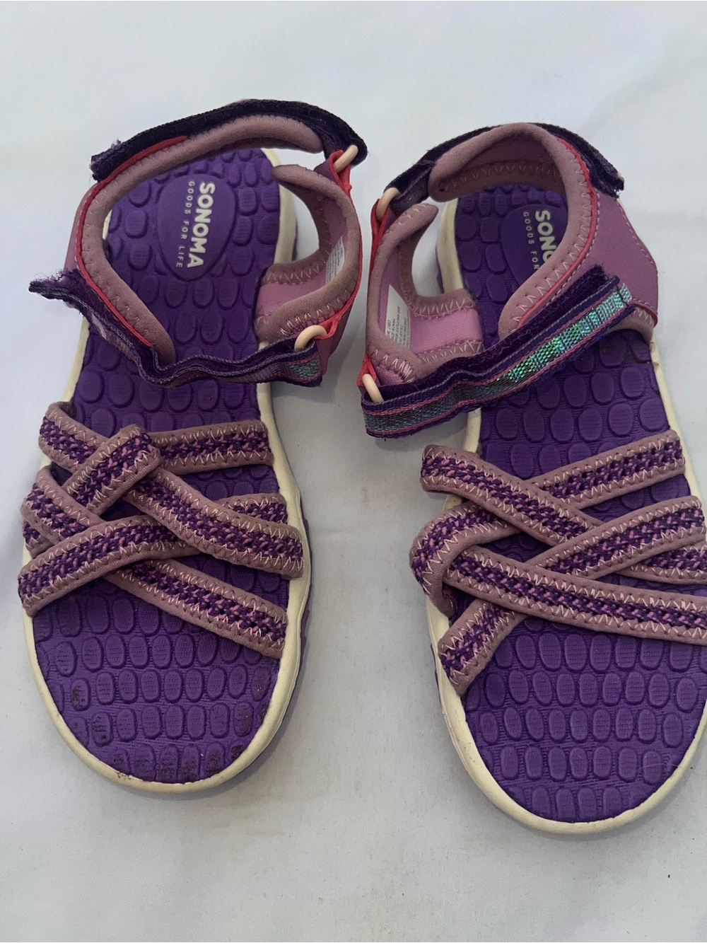 SONOMA Kids Purple and Pink Cross-Strap Sport Sandals
